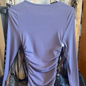 Purple Long Sleeve Ribbed Dress